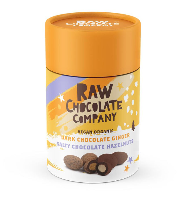 The Raw Chocolate Company Choc Hazels & Ginger Gift Tube 180g