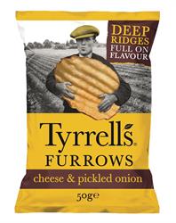 Tyrrells Furrows Cheddar Onion Crisps 150g