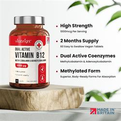 Vitabright Dual Active Vitamin B12 60 Tablets