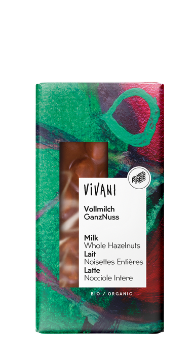 Vivani Milk Chocolate whole Hazelnuts 100g