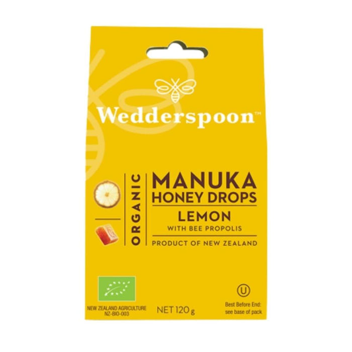 Wedderspoon Organic Manuka Drops Lemon 120g
