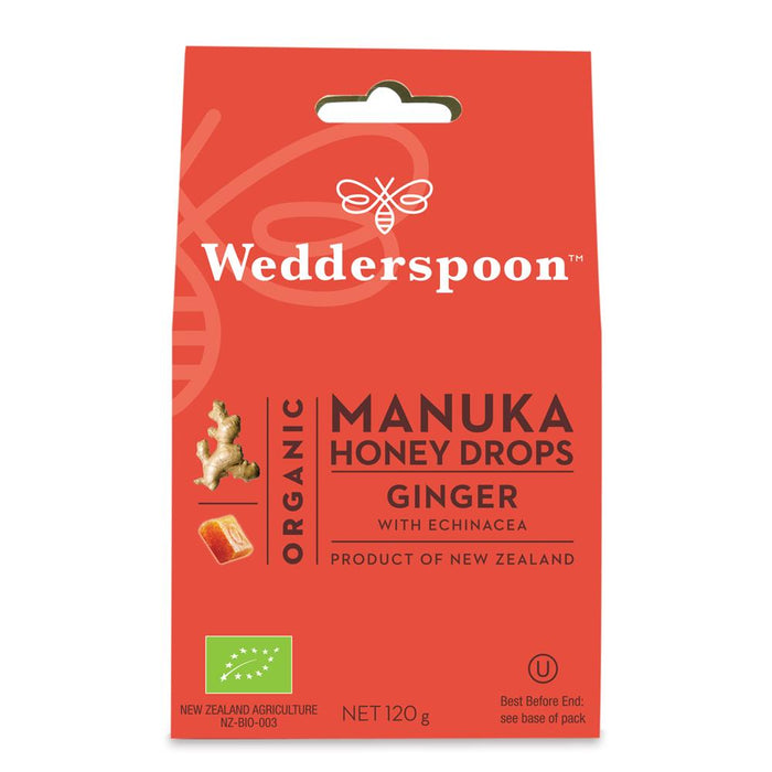 Wedderspoon Organic Manuka Drops Ginger 120g