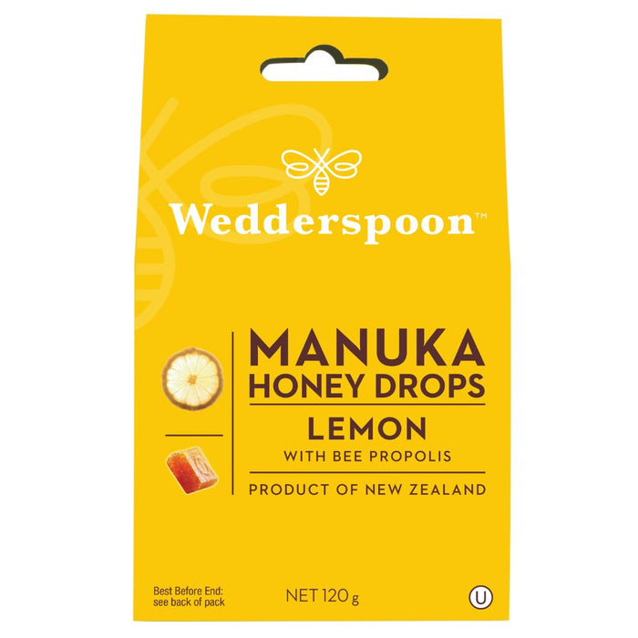 Wedderspoon Manuka Honey Drops Lemon 120g