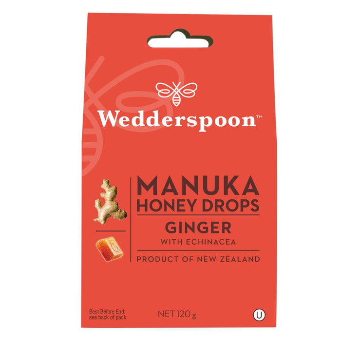 Wedderspoon Manuka Honey Drops Ginger 120g