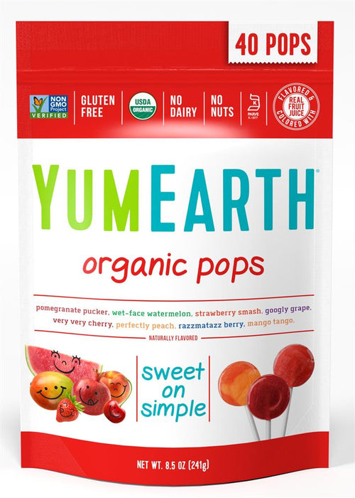 Yum Earth Organic Pops Lolly Bag 40lollipops