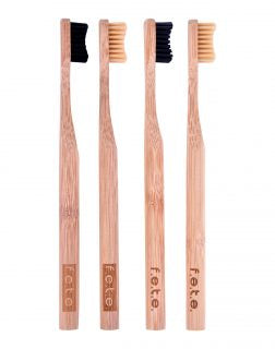 FETE Medium Bristle Natural Bamboo Toothbrush Set