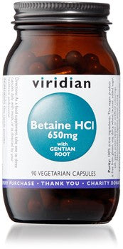Viridian Betaine HCI with Gentian Root 650mg 90 Vcaps